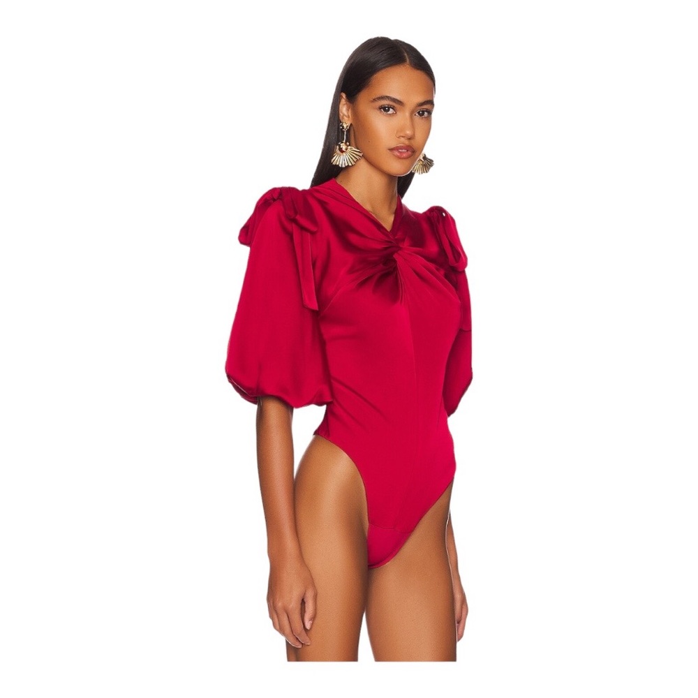 NEW Red Bodysuit Andrea Iyamah Adu Sleeveless Detachable Sleeves Snap Gusset S